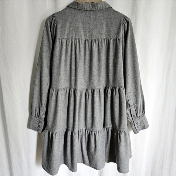 🇪🇦 Zara Grey Tiered Mini Shirt Dress - Picture 5 of 16